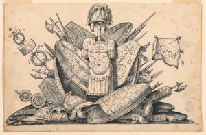 Rysunek, trofeum z broni, 1830-1850 autorstwa Romolo Achille Liverani
