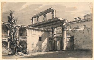 Scenografia, Dwór wśród ruin autorstwa Romolo Achille Liverani