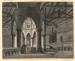 Scenografia, Wnętrze Kaplicy Gotyckiej autorstwa Romolo Achille Liverani