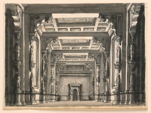 Scenografia, Wnętrze Sali Gotyckiej autorstwa Romolo Achille Liverani