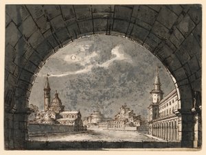 Scenografia do Opery „La Straniera” autorstwa Romolo Achille Liverani