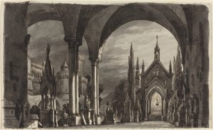 Cmentarz Ravenswoods, z "Lucia di Lammermoor" autorstwa Romolo Liverani