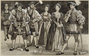 Franciszek I (1494-1547) Gra w krokieta (gwasz na papierze) autorstwa Ron Embleton