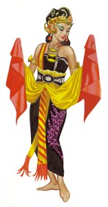 Tańcząca Mata Hari (gwasz na papierze)