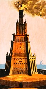 Światło Pharos wynalezione przez Ptolemeusza autorstwa Ron Embleton