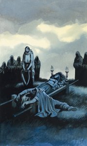 Tannhauser i Elizabeth (gwasz na papierze) autorstwa Ron Embleton