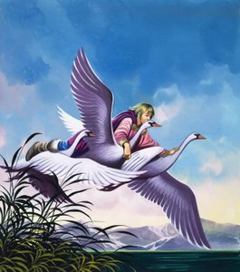 Magiczne jabłka (gwasz na papierze) autorstwa Ron Embleton