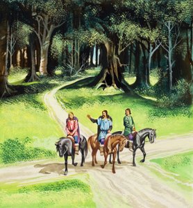 Magiczne jabłka (gwasz na papierze) autorstwa Ron Embleton