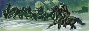 Zimowy pociąg z wagonami (gwasz na papierze) autorstwa Ron Embleton