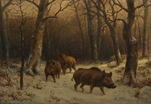 Dziki w śniegu, ok. 1930 r. 1872-1877. autorstwa Rosa Bonheur
