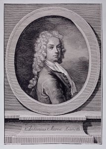 Portret Antonio Marii Zanetti, włoskiego rysownika (Grawerowanie autorstwa Rosalba Giovanna (after) Carriera
