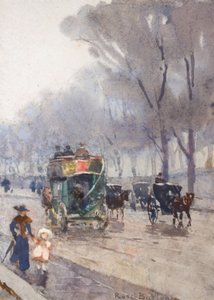 Park Lane z Omnibusem (akwarela) autorstwa Rose Maynard Barton