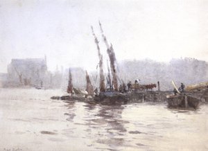 Rozładunek barek (akwarela) autorstwa Rose Maynard Barton