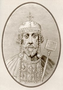 Konstantyn Wielki, obraz z Żywych biografii słynnych władców (rycina)