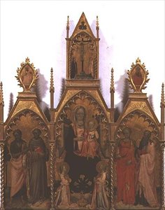 Madonna z Dzieciątkiem na tronie ze świętymi (tempera na panelu)