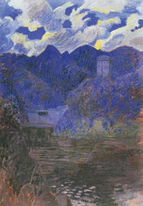 Świt wiosny w San Fruttuoso, Rubaldo Merello (1872-1922), olej na płótnie, 98x69 cm. Włochy, XX wiek. autorstwa Rubaldo Merello