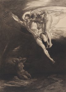 Lucyfer przenosi Kaina w przestrzeń skończoną, z Ośmiu rycin na Kainie Byrona, ..., 1919-1920.