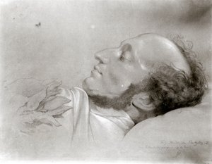 Felix Mendelssohn (1809-47) na łożu śmierci, ok. 1847 autorstwa Rudolf Julius Benno Huebner