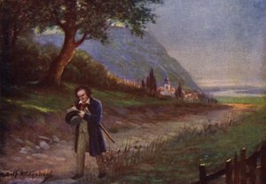Beethoven na swoim porannym spacerze na przedmieściach Wiednia Kahlenbergerdorf (kolor lito)