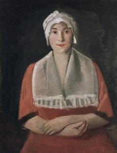 Portret damy w białej czapce