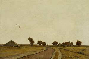 Holenderski krajobraz z zagrodami