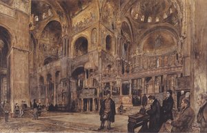 Niemcy: Widok wnętrza kościoła św. Marka w Wenecji autorstwa Rudolf von Alt