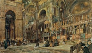 Widok wnętrza kościoła św. Marka w Wenecji autorstwa Rudolf von Alt