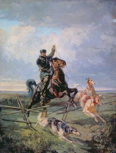 Łowca z Borzojami, 1872 autorstwa Rudolph Frenz