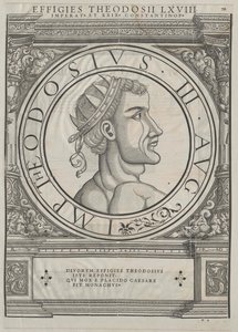 Cesarz wschodniorzymski Teodozjusz III (druk) autorstwa Rudolph Wyssenbach