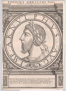 Rzymski cesarz wschodniofrankijski Arnulf (druk) autorstwa Rudolph Wyssenbach