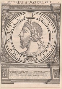 Rzymski cesarz wschodniofrankijski Arnulf (druk) autorstwa Rudolph Wyssenbach