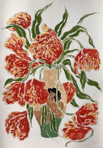 Żywe tulipany w wazonie autorstwa Rushati Chowdhury