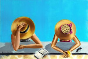 At the Pool, 2023 (olej na płótnie) autorstwa Ruslana Levandovska