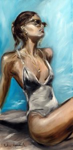 Przy basenie, 2022 (olej na płótnie) autorstwa Ruslana Levandovska
