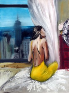 Pillow Talk, 2022 (olej na płótnie) autorstwa Ruslana Levandovska