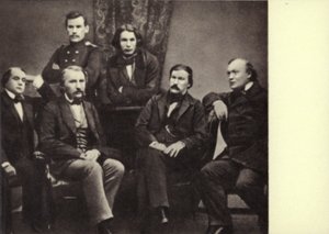 L N Tołstoj z pisarzami-współtwórcami magazynu „Sovremennik”, Peterburg autorstwa Russian Photographer
