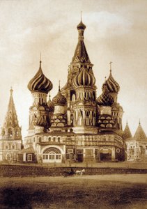 Cerkiew Wasyla Błogosławionego, Plac Czerwony, Moskwa, ok. 1930 r. 1890 (zdjęcie czarno-białe) autorstwa Russian Photographer