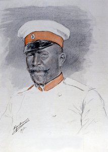 Generał Anatoli Stoessel, dowódca Port Arthur Square, pastel Kraftshenko autorstwa Russian School