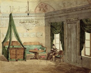 Neoklasycystyczna sypialnia, 1819 (wc na papierze) autorstwa Russian School