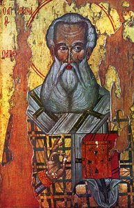 Święty Atanazy z Aleksandrii (olej i złoto na drewnie) autorstwa Russian School