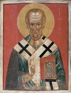 Św. Mikołaj, szkoła nowogrodzka, ok. 1300 (tempera na gesso) autorstwa Russian School