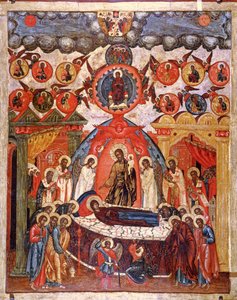 Zaśnięcie, XVIII w. (tempera na desce) autorstwa Russian School