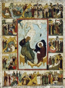 Św. Jan Ewangelista na Patmos ze scenami z jego życia, początek XVI wieku. autorstwa Russian icon.
