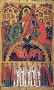 Zejście do piekła z wybranymi świętymi, koniec XV wieku. autorstwa Russian icon.