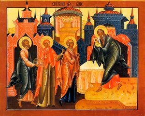 Ofiarowanie Jezusa w świątyni, początek XIX wieku. autorstwa Russian icon.