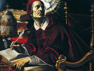 Święty Grzegorz Wielki, obraz Rutilio Manetti (1571-1639), olej na płótnie, 67x89 cm, Włochy