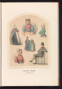 Tradycyjny strój Noord-Beveland w Zelandii, 1857 Prowincja Zelandia. Noord Beveland (Wyspa) / XVIII (tytuł na obiekcie)
