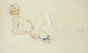 Dziewczyna w kapeluszu (wc na papierze podwyższonym białym) autorstwa S.M. Gerard