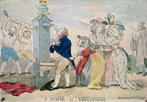 Scena w Cheltenham. Komiks satyryczny, wyd. 1788 autorstwa S.W. Fores