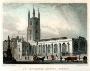 Kościół St Sepulchres, Skinner Street, City of London, c1830.